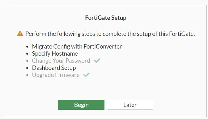 Finish FortiGate setup