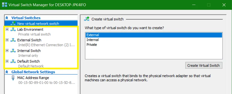 Hyper-V Virtual Switch Manager